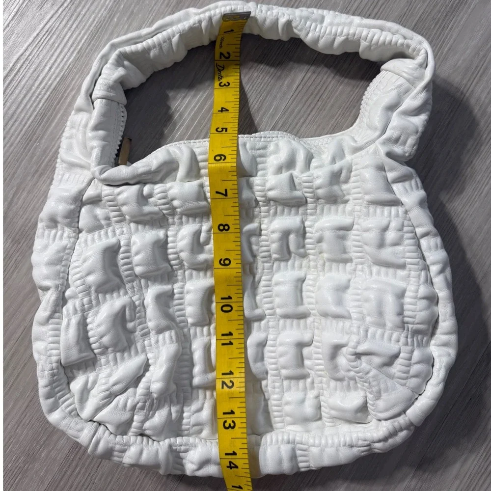 Jason Wu White Quilted Puffy Hobo Bag Textured Top Handle Handbag Gold Hardware